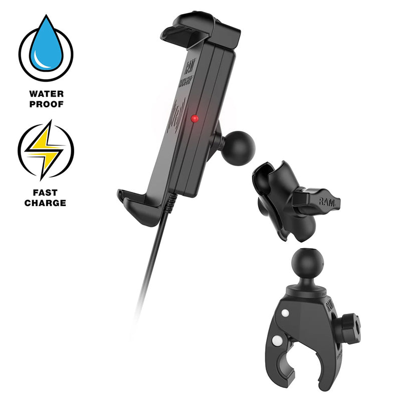 RAM Mount Quick-Grip 15W Waterproof Wireless Charging Mount w/Tough-Claw [RAM-B-400-A-UN14W-V7M-1]