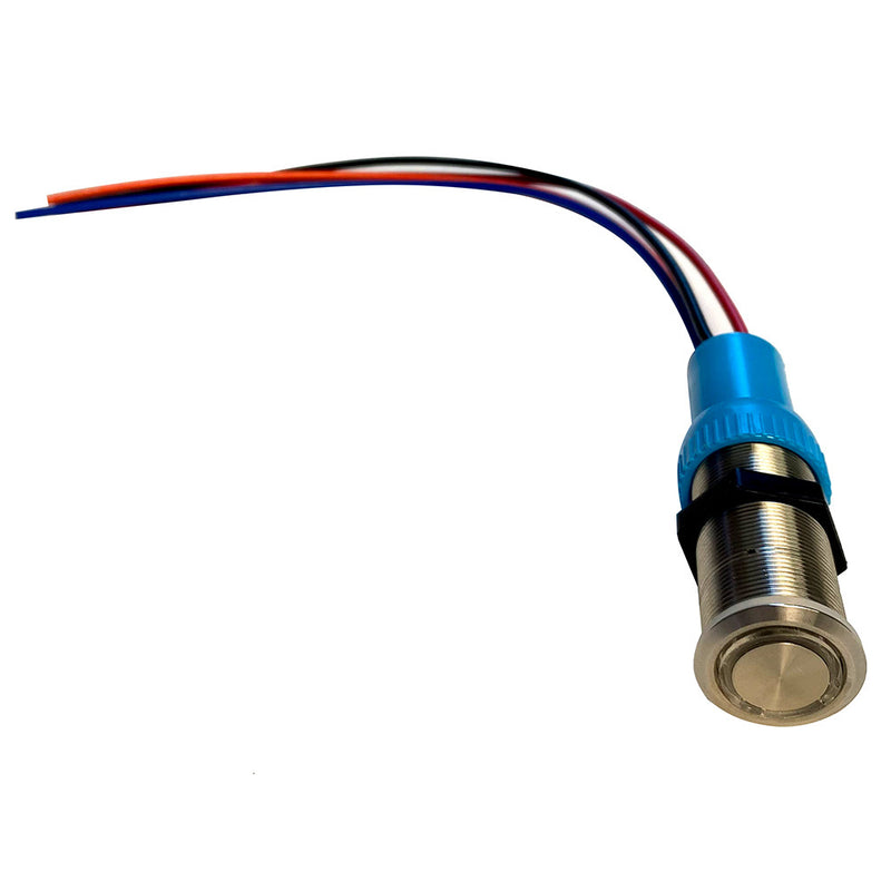 Bluewater 19mm Push Button Switch - Off/(On)/(On) Double Momentary Contact - Blue/Green/Red LED - 4' Lead [9057-2123-4]