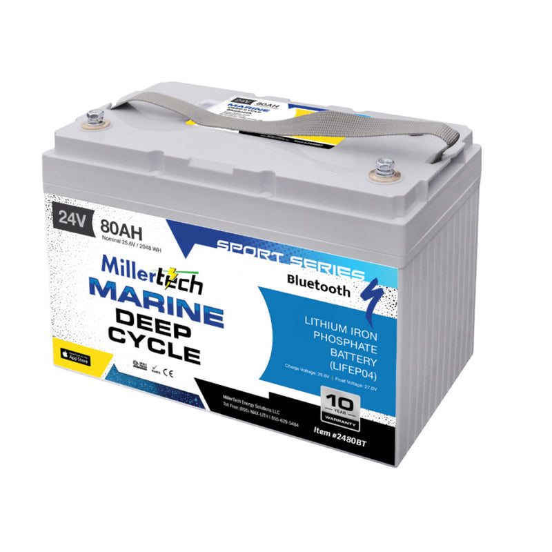 Millertech Lithium 24V 80Ah Deep Cycle Battery with Bluetooth