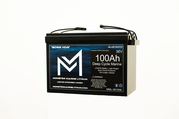 36V 100AH Bluetooth Deep Cycle Lithium Marine Trolling Battery MML-36100B “Boss Hog”