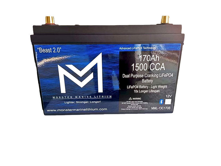 Monster Marine Lithium 12V 170AH 1500CCA Battery w/ Bluetooth [MML-13C170B]