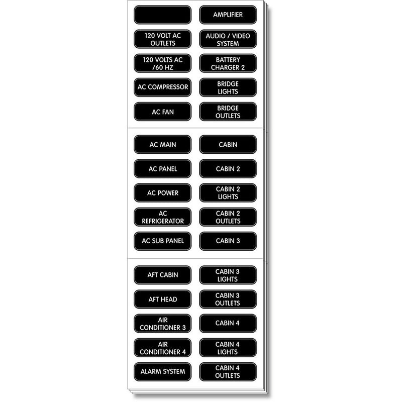 Blue Sea 8067 AC Panel Extended 120 Label Set [8067] - Mealey Marine