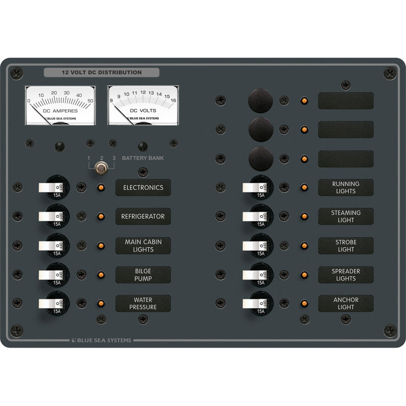 Blue Sea 8068 DC 13 Position Toggle Branch Circuit Breaker Panel - White Switches [8068] - Mealey Marine