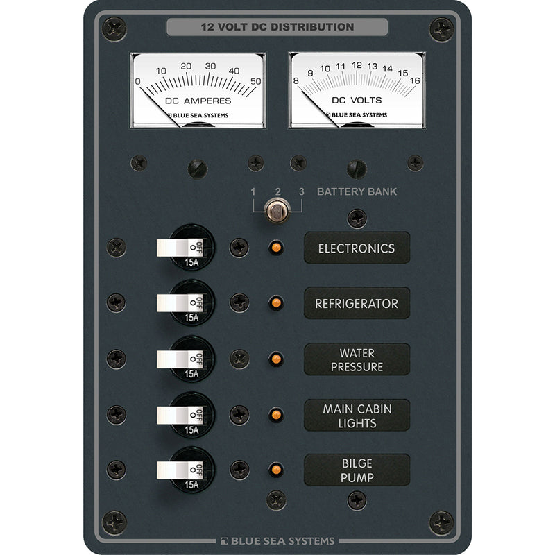 Blue Sea 8081 DC 5 Position Toggle Branch Circuit Breaker Panel - White Switches [8081] - Mealey Marine