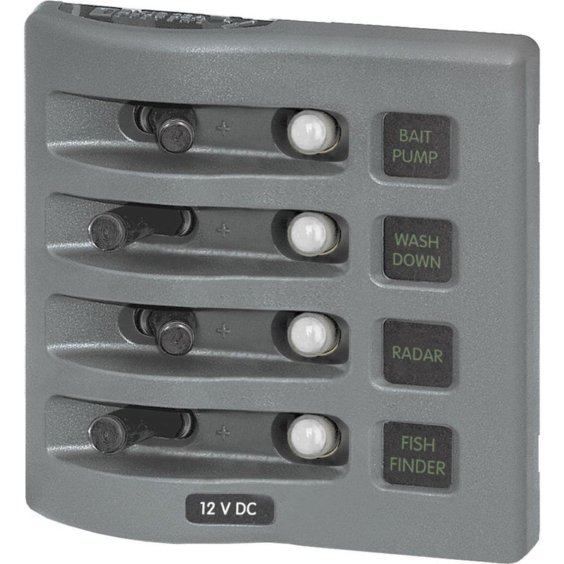 Blue Sea 4374 WeatherDeck Water Resistant Circuit Breaker Panel - 4 Position - Grey [4374] - Mealey Marine