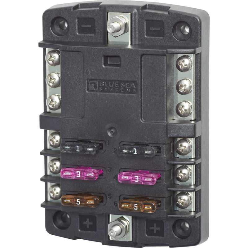 Blue Sea 5030 ST Blade Fuse Block w/o Cover - 6 Circuit w/Negative Bus [5030] - Mealey Marine