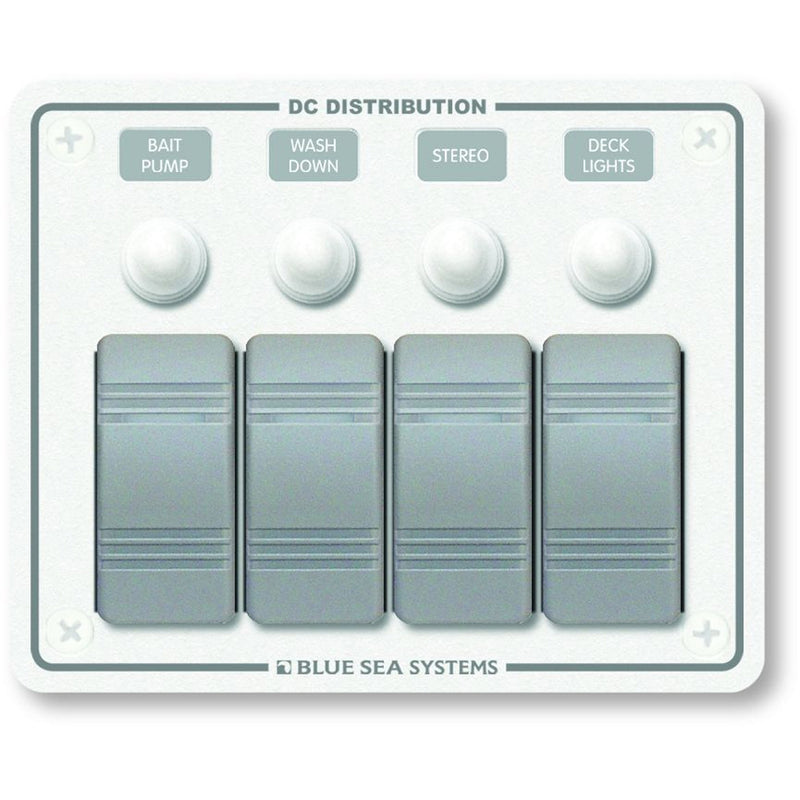 Blue Sea 8272 Water Resistant Panel - 4 Position - White - Horizontal Mount [8272] - Mealey Marine