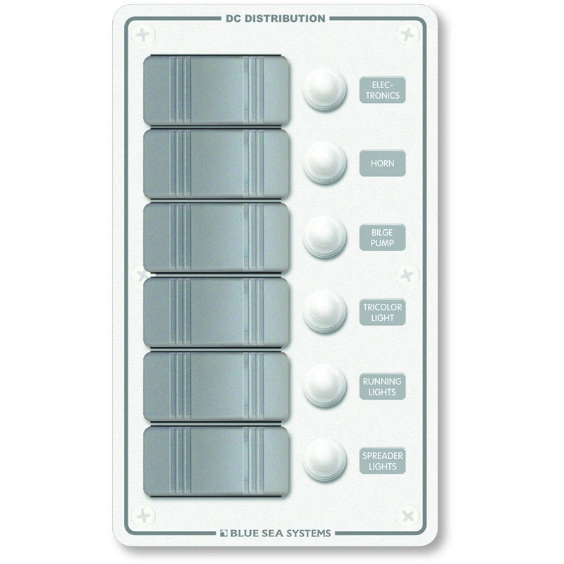 Blue Sea 8273 Water Resistant Panel - 6 Position - White - Vertical [8273] - Mealey Marine