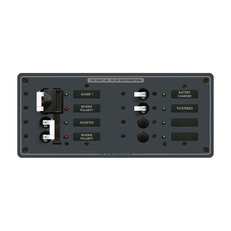 Blue Sea 8499 Breaker Panel - AC 2 Sources + 4 Positions - White [8499] - Mealey Marine