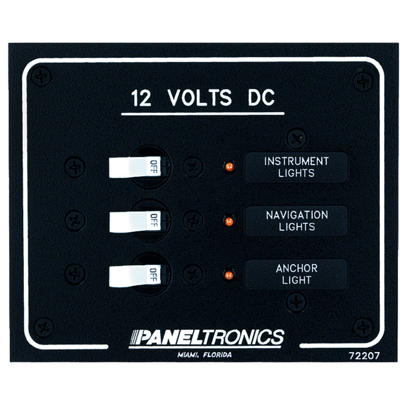 Paneltronics Standard DC 3 Position Breaker Panel w/LEDs [9972207B] - Mealey Marine