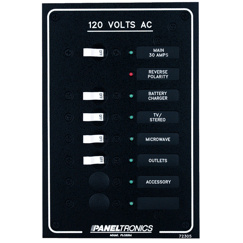 Paneltronics Standard AC 6 Position Breaker Panel & Main w/LEDs [9972305B] - Mealey Marine