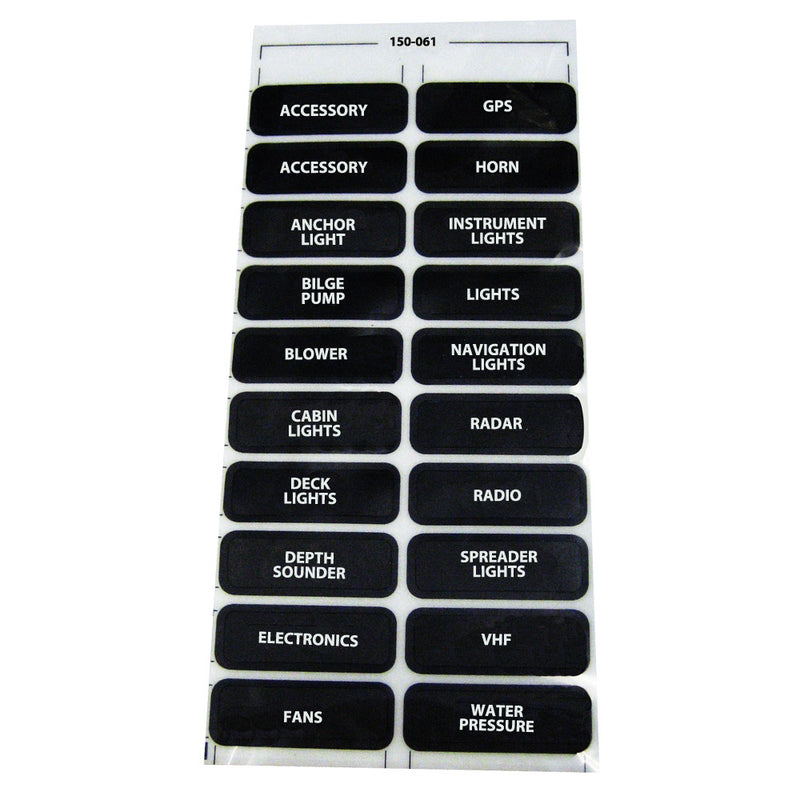 Paneltronics DC-20 Assorted Label Sheet [150-061] - Mealey Marine