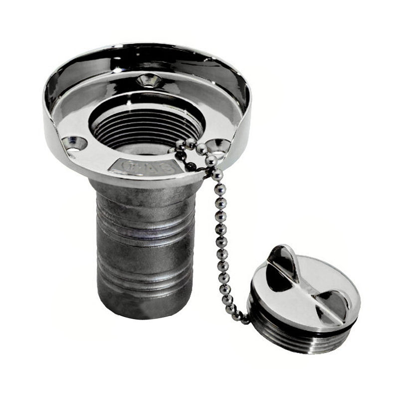 Whitecap Gas Hose Deck Fill w/Splash Guard - 1-1/2" Chain [6001] - Mealey Marine