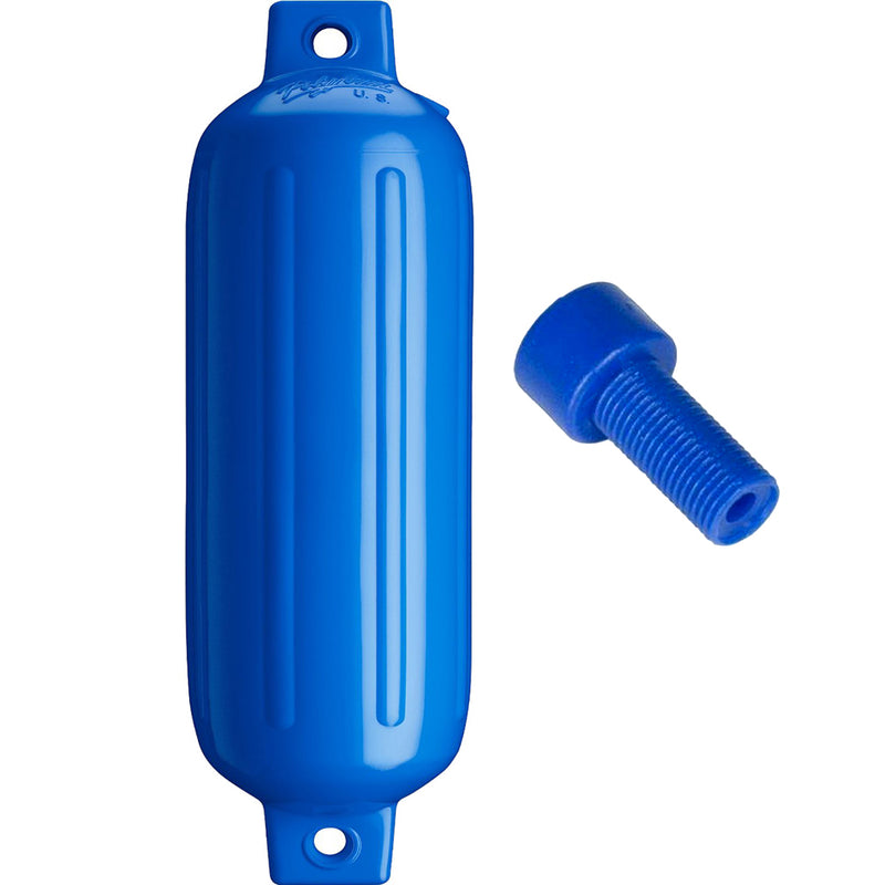 Polyform G-4 Twin Eye Fender 6.5" x 22" - Blue w/Air Adapter [G-4-BLUE] - Mealey Marine