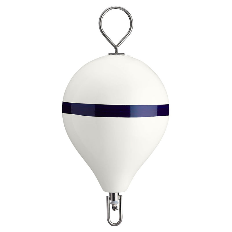 Polyform Mooring Buoy w/SS 17" Diameter - White Blue Stripe [CM-3SS W-STR] - Mealey Marine