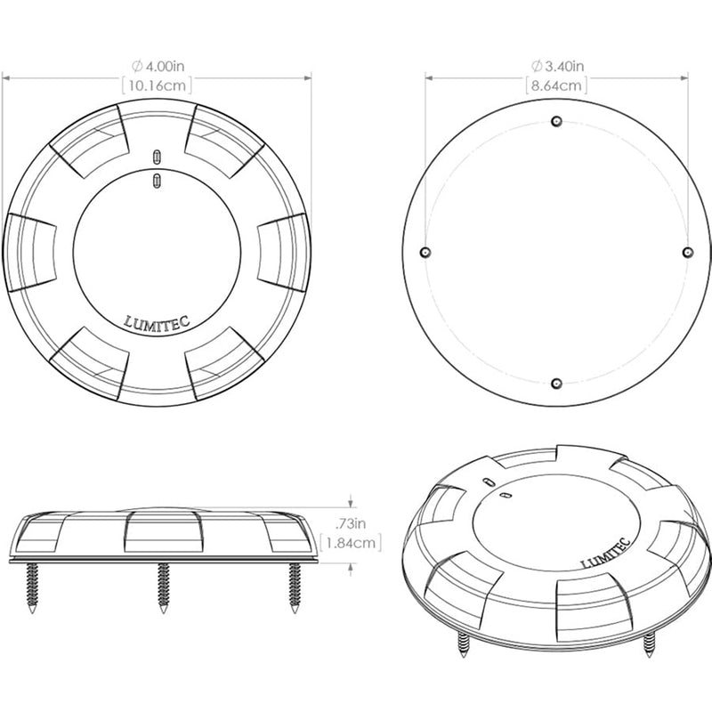 Lumitec Aurora LED Dome Light - White Finish - White/Blue Dimming [101075] - Mealey Marine