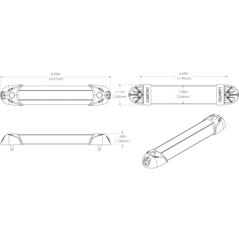 Lumitec MiniRail2 6" Light - Red Non Dimming [101080] - Mealey Marine