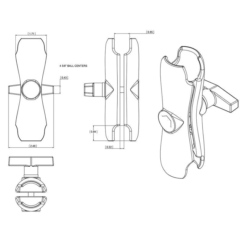 RAM Mount Double Socket Arm f/1.5" Ball Bases [RAM-201U] - Mealey Marine