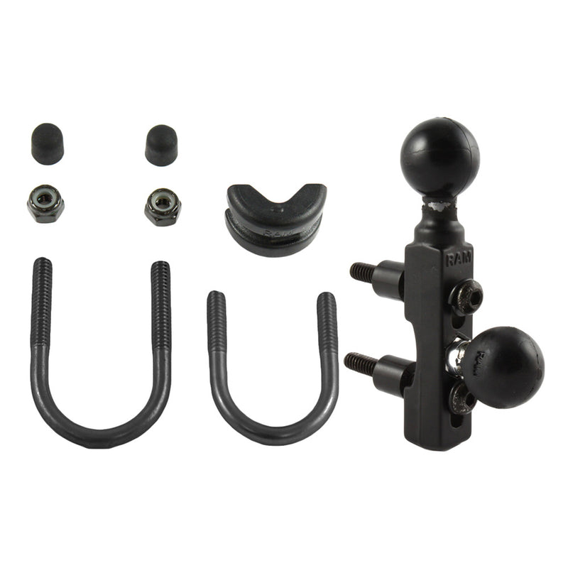 RAM Mount Motorcycle Combination Base f/Handlebar or Brake/Clutch Reservoir w/2 1" Balls [RAM-B-309-8U] - Mealey Marine