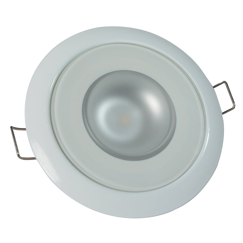 Lumitec Mirage - Flush Mount Down Light - Glass Finish/White Bezel - 2-Color White/Blue Dimming [113121] - Mealey Marine