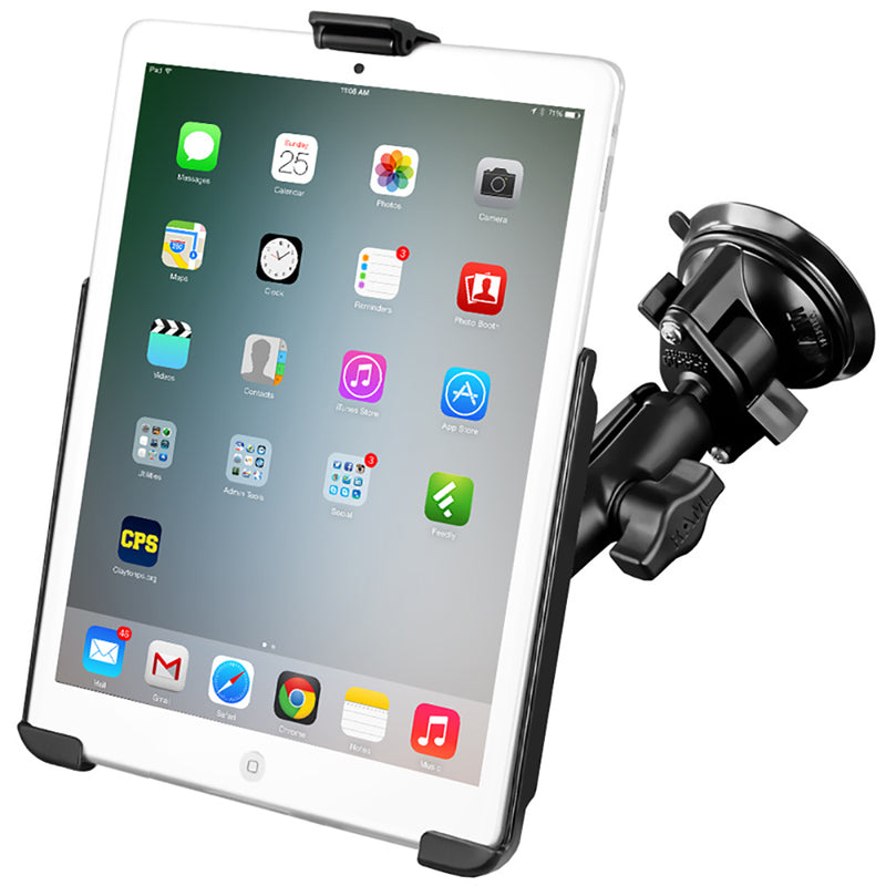 RAM Mount Suction Cup Mount w/Apple iPad mini EZ-ROLL'R Cradle [RAM-B-166-AP14U] - Mealey Marine