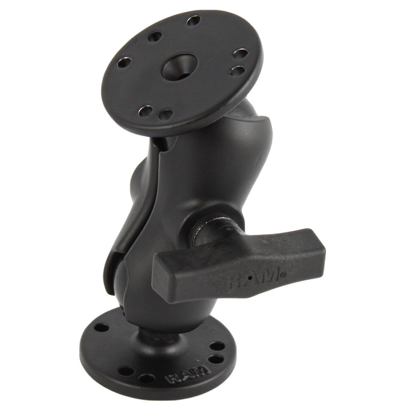 RAM Mount 1.5" Ball Mount w/Short Double Socket Arm & 2/2.5" Round Bases [RAM-101U-B] - Mealey Marine