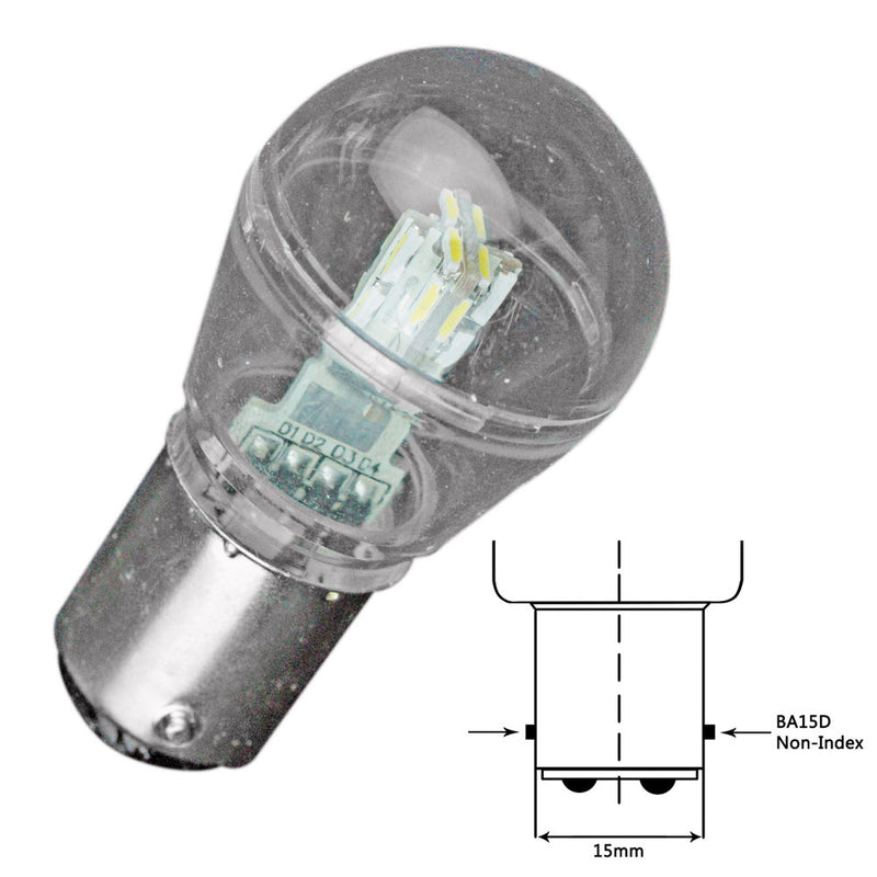 Lunasea Bayonet LED Bulb BA15D - 10-30VDC/1W/75 Lumens - Warm White [LLB-26FW-21-00] - Mealey Marine