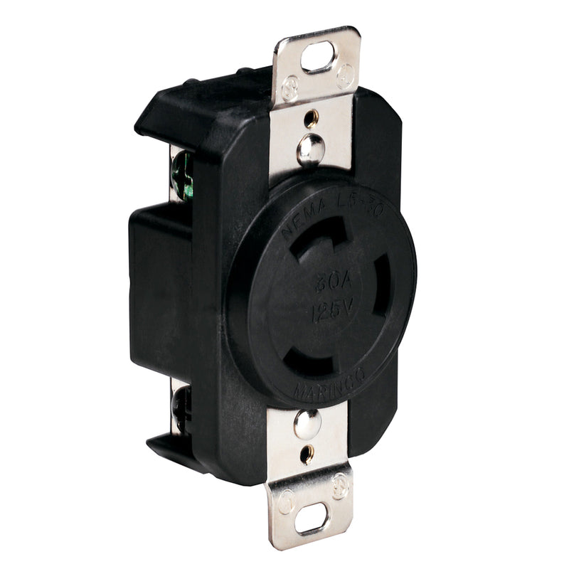 Marinco 305CRRB 125V 30Amp Locking Receptacle - Black [305CRRB] - Mealey Marine