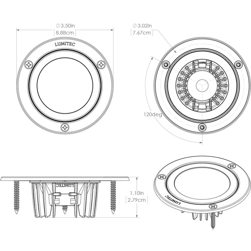 Lumitec Shadow - Flush Mount Down Light - White Finish - White Non-Dimming [114123] - Mealey Marine