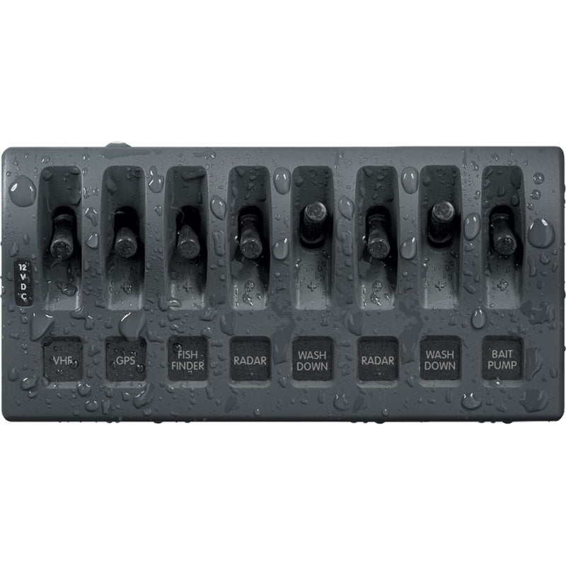 Blue Sea 4309 WeatherDeck 12V DC Waterproof Switch Panel - 8 Position [4309] - Mealey Marine