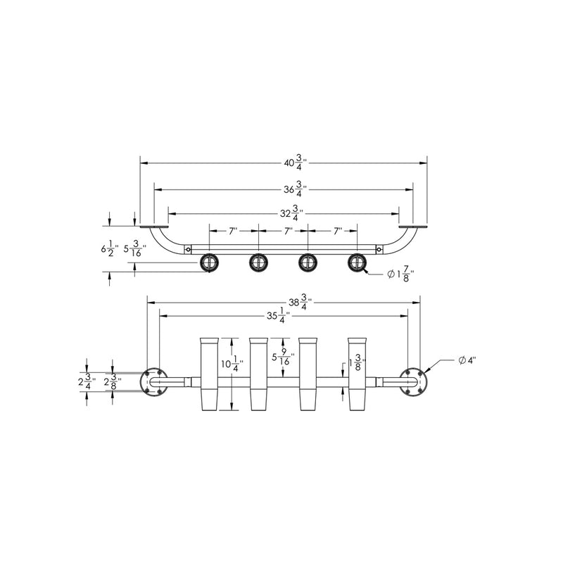 TACO 4-Rod Transom Mount Rod Rack [F31-3504BSA-1] - Mealey Marine