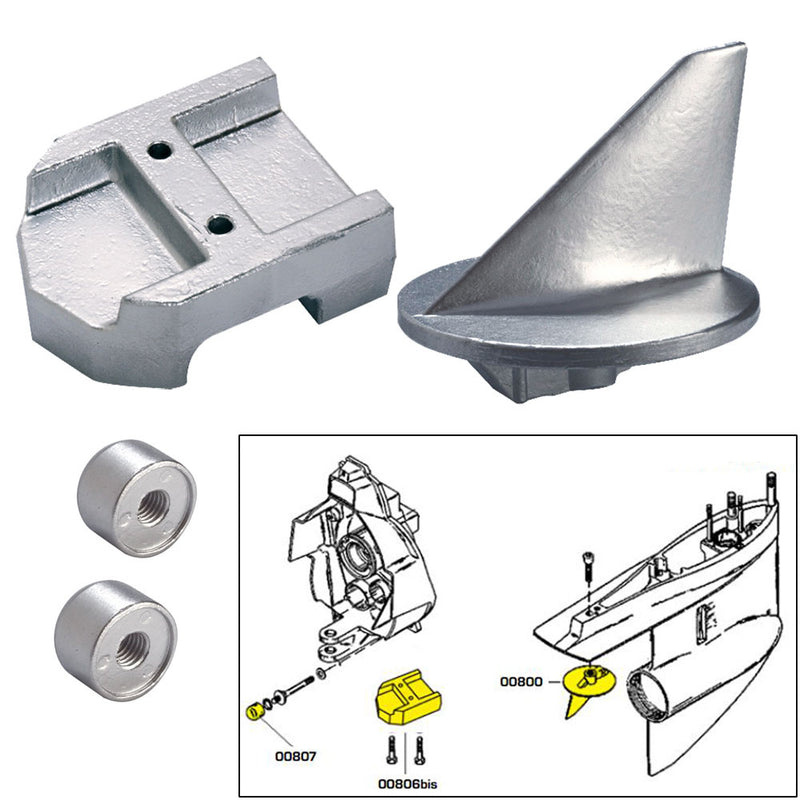 Tecnoseal Anode Kit w/Hardware - Mercury Alpha 1 Gen 1 - Zinc [20800] - Mealey Marine