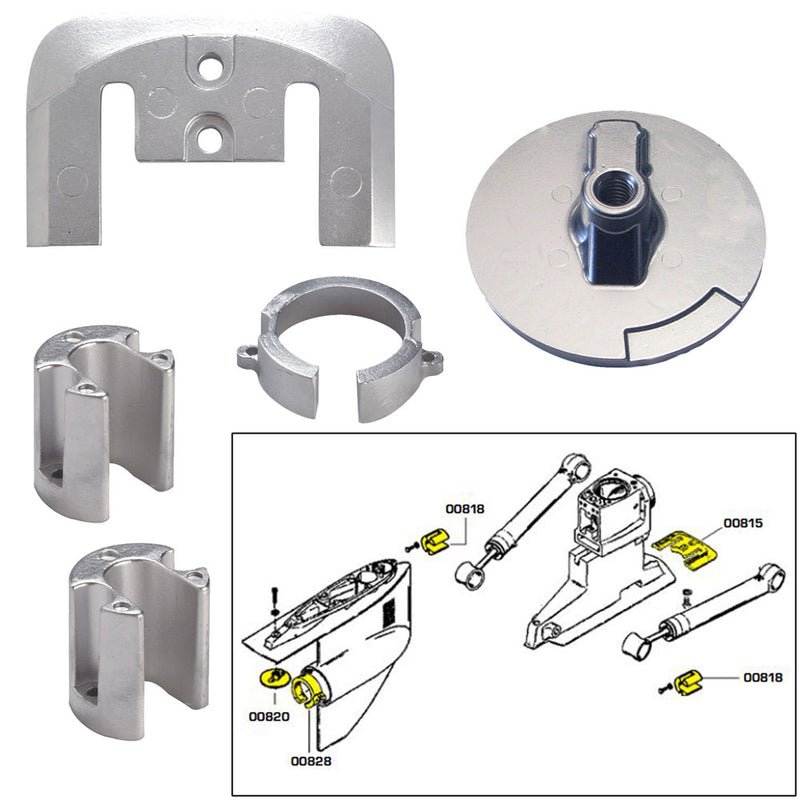 Tecnoseal Anode Kit w/Hardware - Mercury Bravo 1 - Aluminum [20803AL] - Mealey Marine