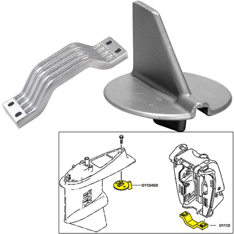 Tecnoseal Anode Kit w/Hardware - Yamaha 150-200HP Left Hand Rotation - Aluminum [21102AL] - Mealey Marine