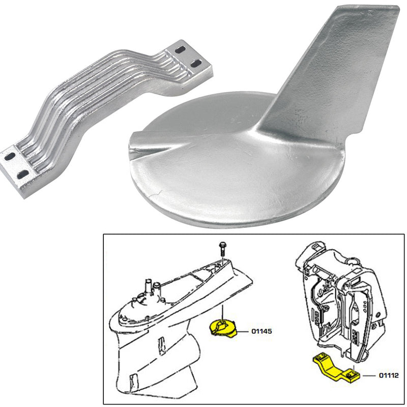 Tecnoseal Anode Kit w/Hardware - Yamaha 200-300HP Hi-Performance - Aluminum [21106AL] - Mealey Marine