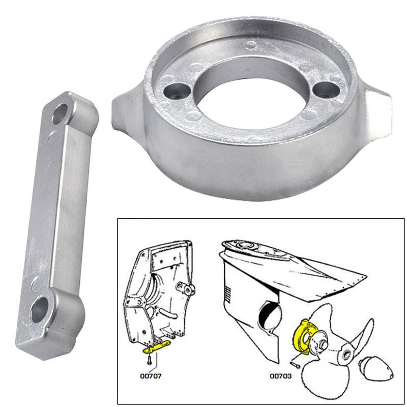 Tecnoseal Anode Kit w/Hardware - Volvo 280 - Aluminum [20701AL] - Mealey Marine