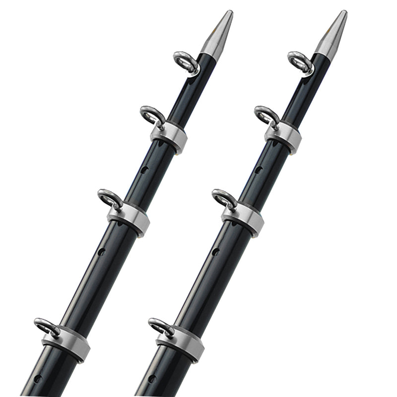 TACO 18' Telescopic Outrigger Poles HD 1-1/2" - Black/Silver [OT-0552BKA186] - Mealey Marine