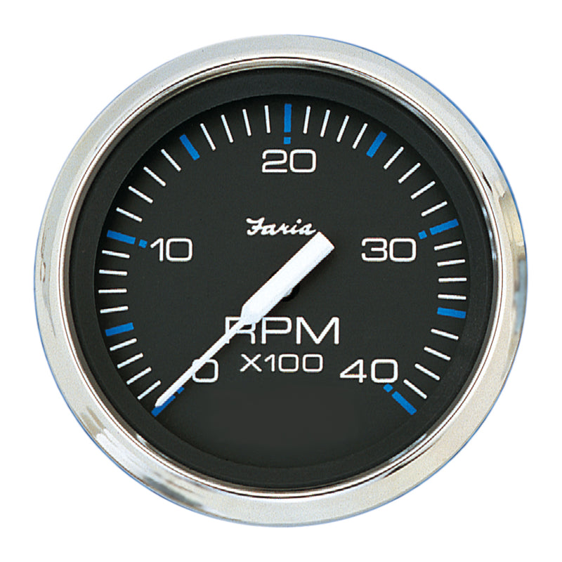 Faria Chesapeake Black SS 4" Tachometer - 4,000 RPM (Diesel) [33742] - Mealey Marine