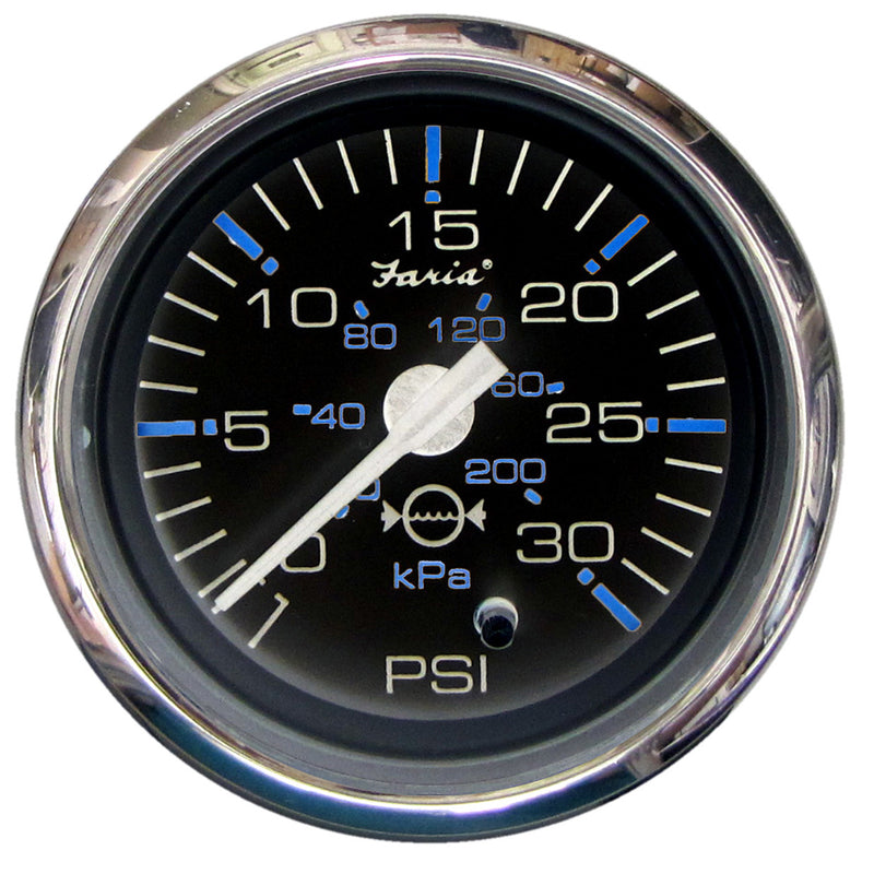 Faria Chesapeake Black SS 2" Water Pressure Gauge - 30 PSI [13712] - Mealey Marine