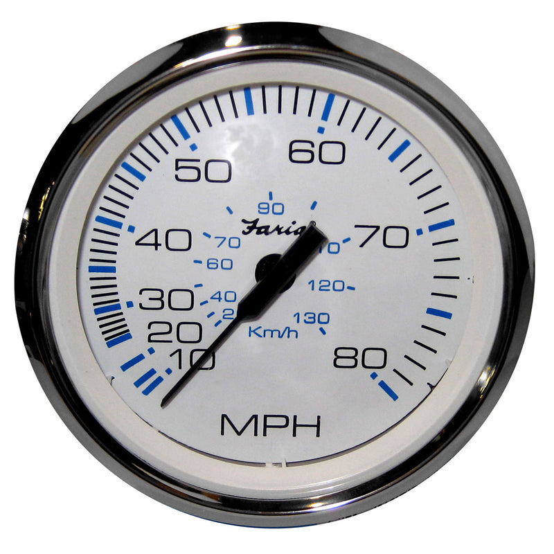 Faria Chesapeake White SS 4" Speedometer - 80MPH (Mechanical) [33819] - Mealey Marine