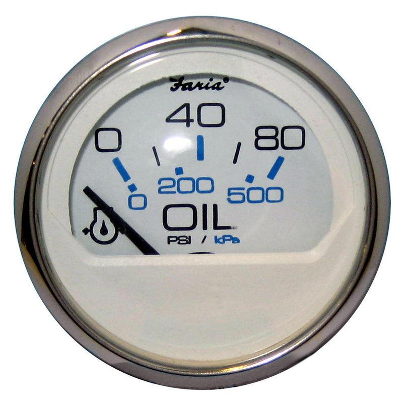 Faria Chesapeake White SS 2" Oil Pressure Gauge (80 PSI) [13802] - Mealey Marine