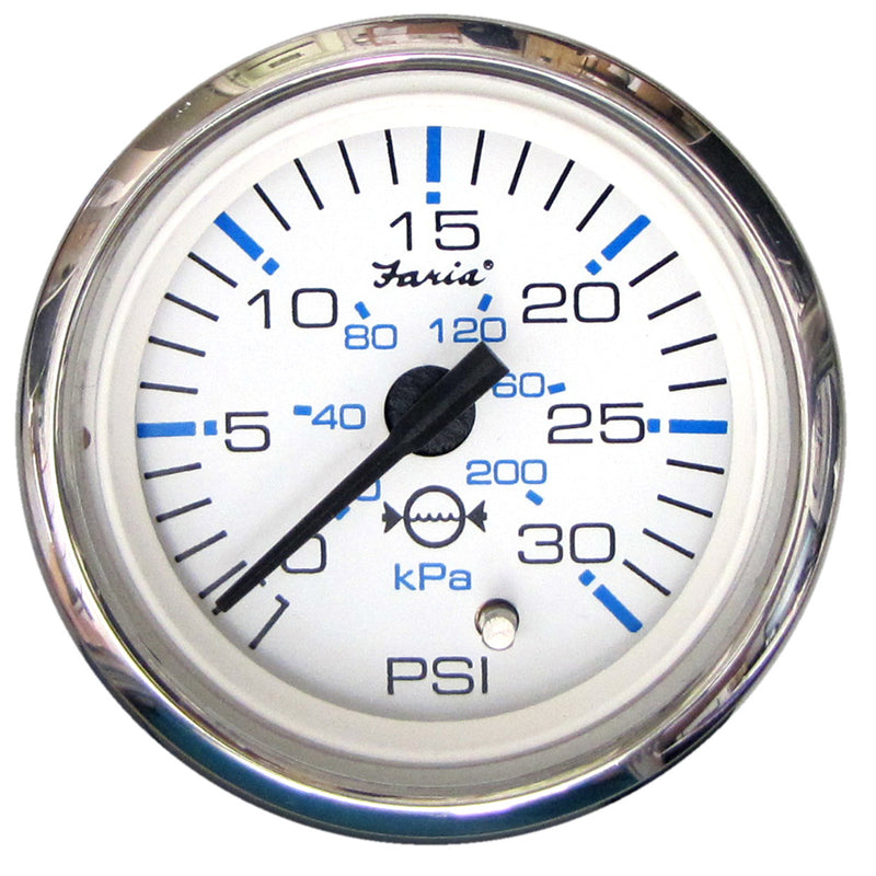 Faria Chesapeake White SS 2" Water Pressure Gauge (30 PSI) [13812] - Mealey Marine