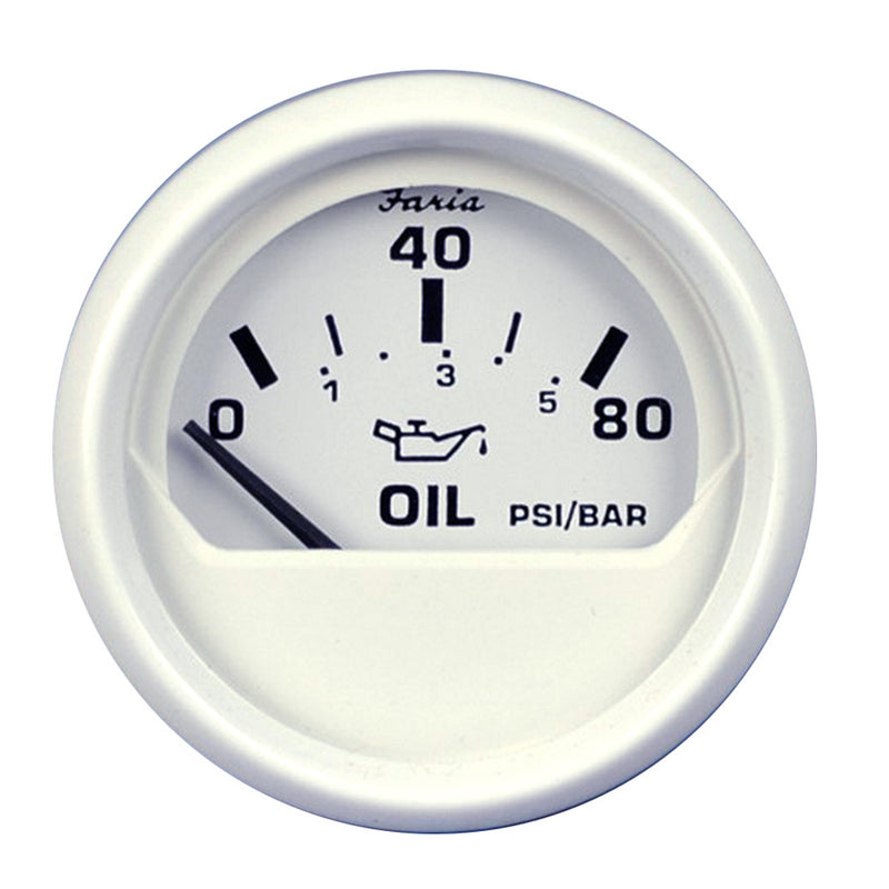 Faria Dress White 2" Oil Pressure Gauge (80 PSI) [13102] - Mealey Marine