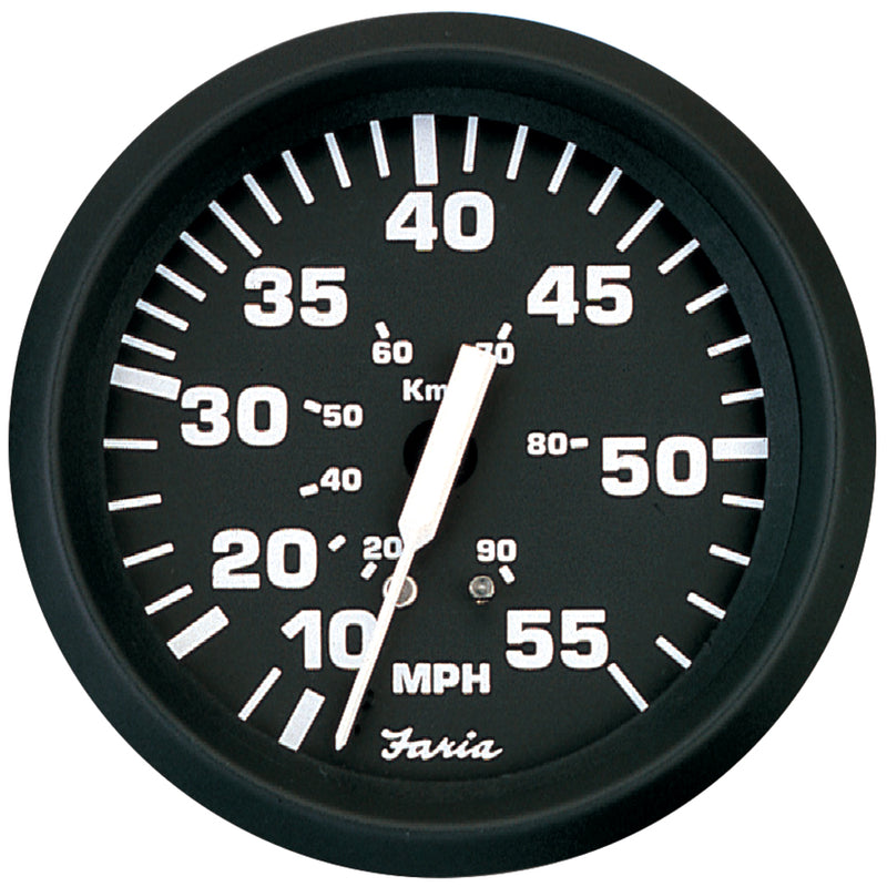 Faria Euro Black 4" Speedometer - 55MPH (Mechanical) [32810] - Mealey Marine