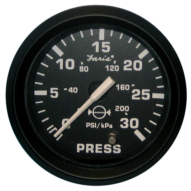 Faria Euro Black 2" Water Pressure Gauge (30 PSI) [12810] - Mealey Marine