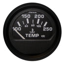 Faria Euro Black 2" Water Temperature Gauge (100-250 DegreeF) [12812] - Mealey Marine