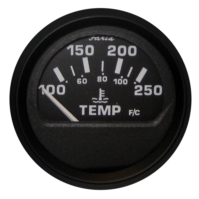 Faria Euro Black 2" Water Temperature Gauge (100-250 DegreeF) [12812] - Mealey Marine