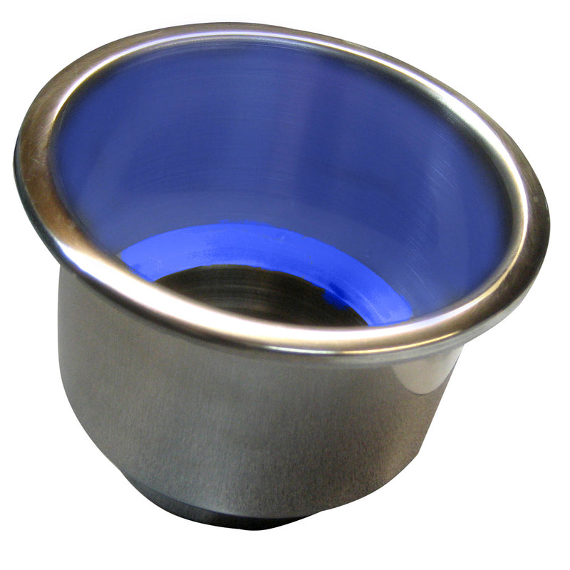 Whitecap Flush Mount Cup Holder w/Blue LED Light - Stainless Steel [S-3511BC] - Mealey Marine