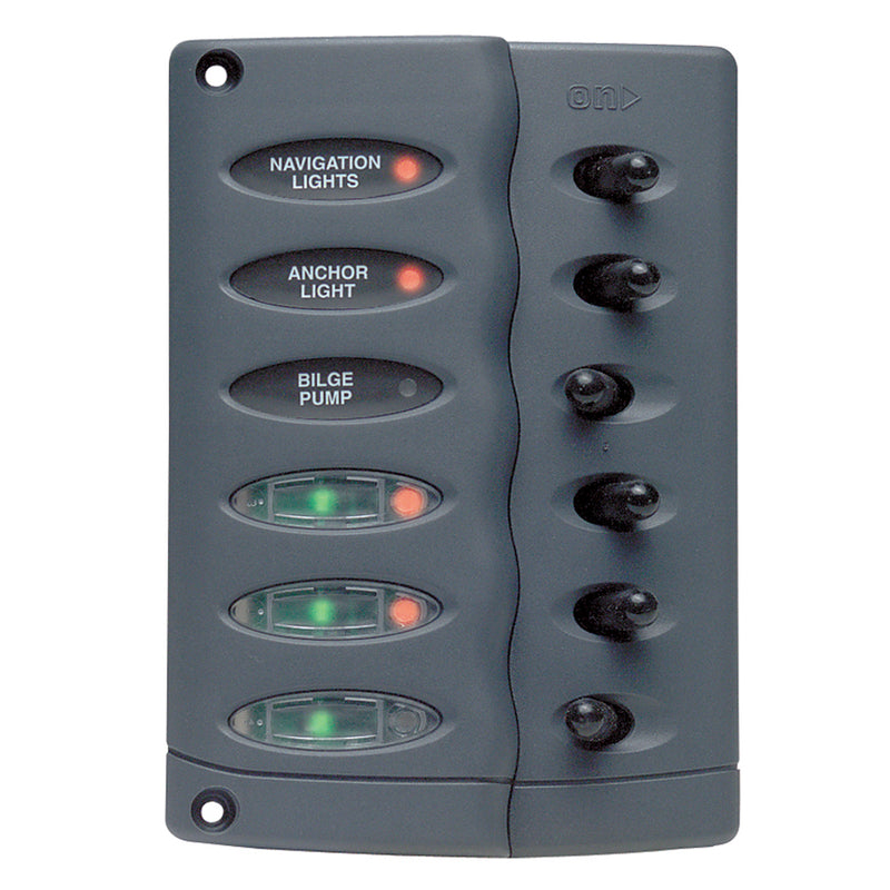 Marinco Contour Switch Panel - Waterproof 6 Way w/PTC Fusing [CSP6-PTC] - Mealey Marine