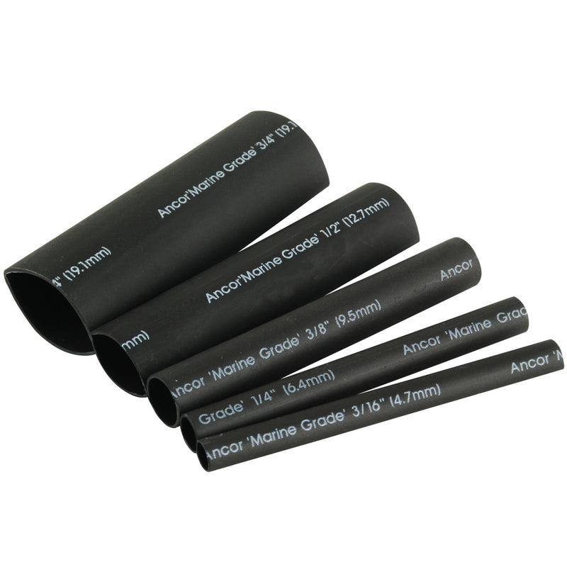 Ancor Adhesive Lined Heat Shrink Tubing Kit - 8-Pack, 3", 20 to 2/0 AWG, Black [301503] - Mealey Marine